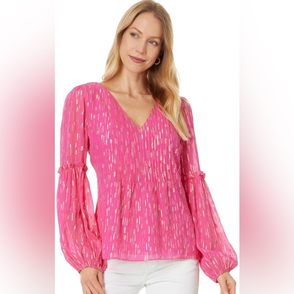 Lilly Pulitzer Pink and Gold Women's Top